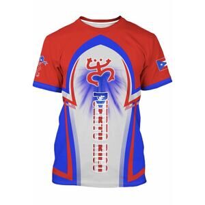 Men's Puerto Rico Flag T-Shirt 3D Frog Print Short Sleeve Shirt Sz Small